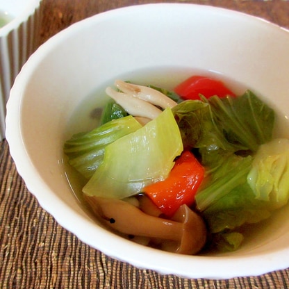 青梗菜とパプリカのスープ